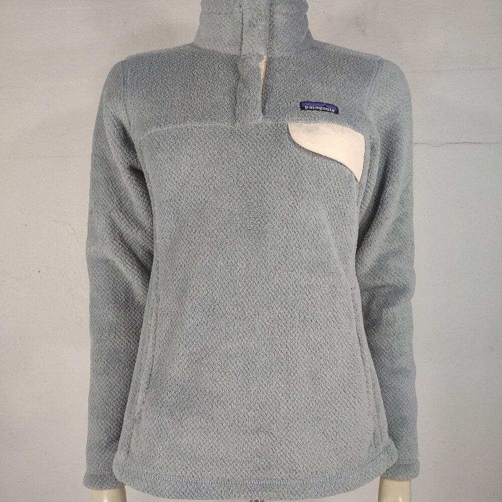 Patagonia gray plush 1/4 snap Retool snap tee pullover sweatshirt ladies Medium